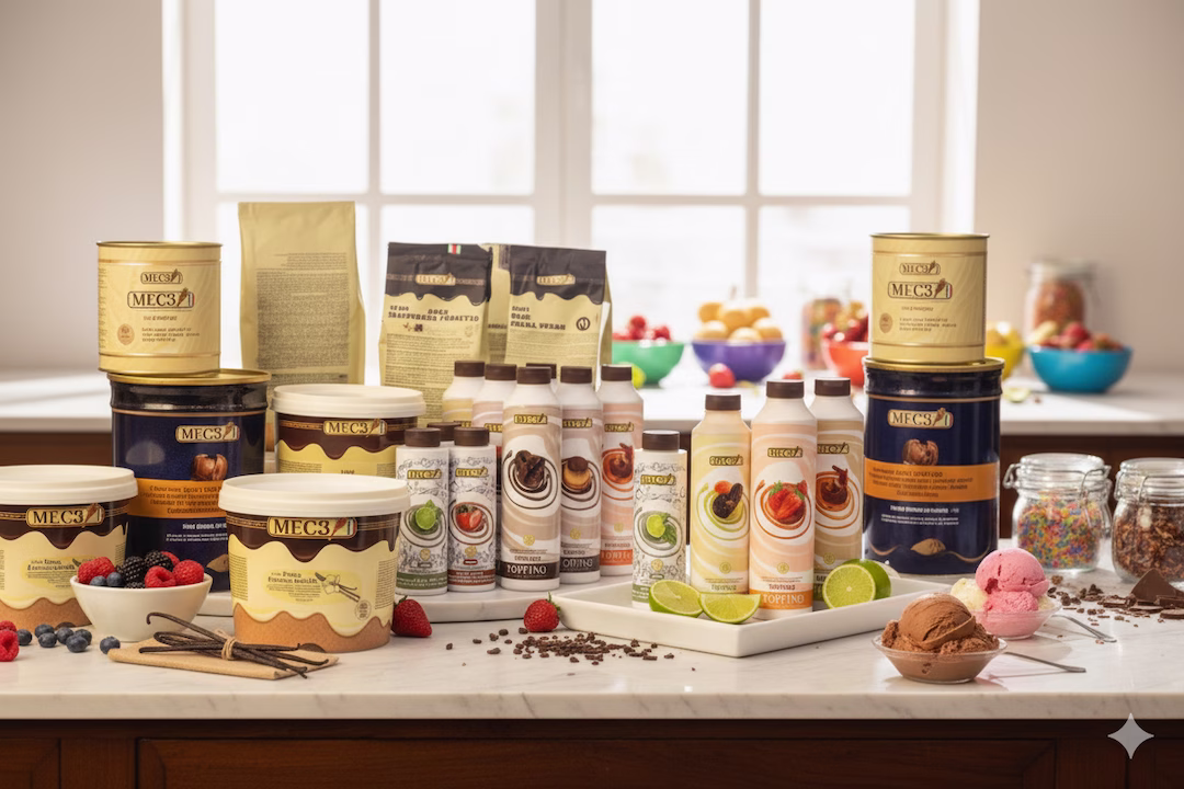 Equipo Italgel Colombia con productos MEC3 para heladería profesional